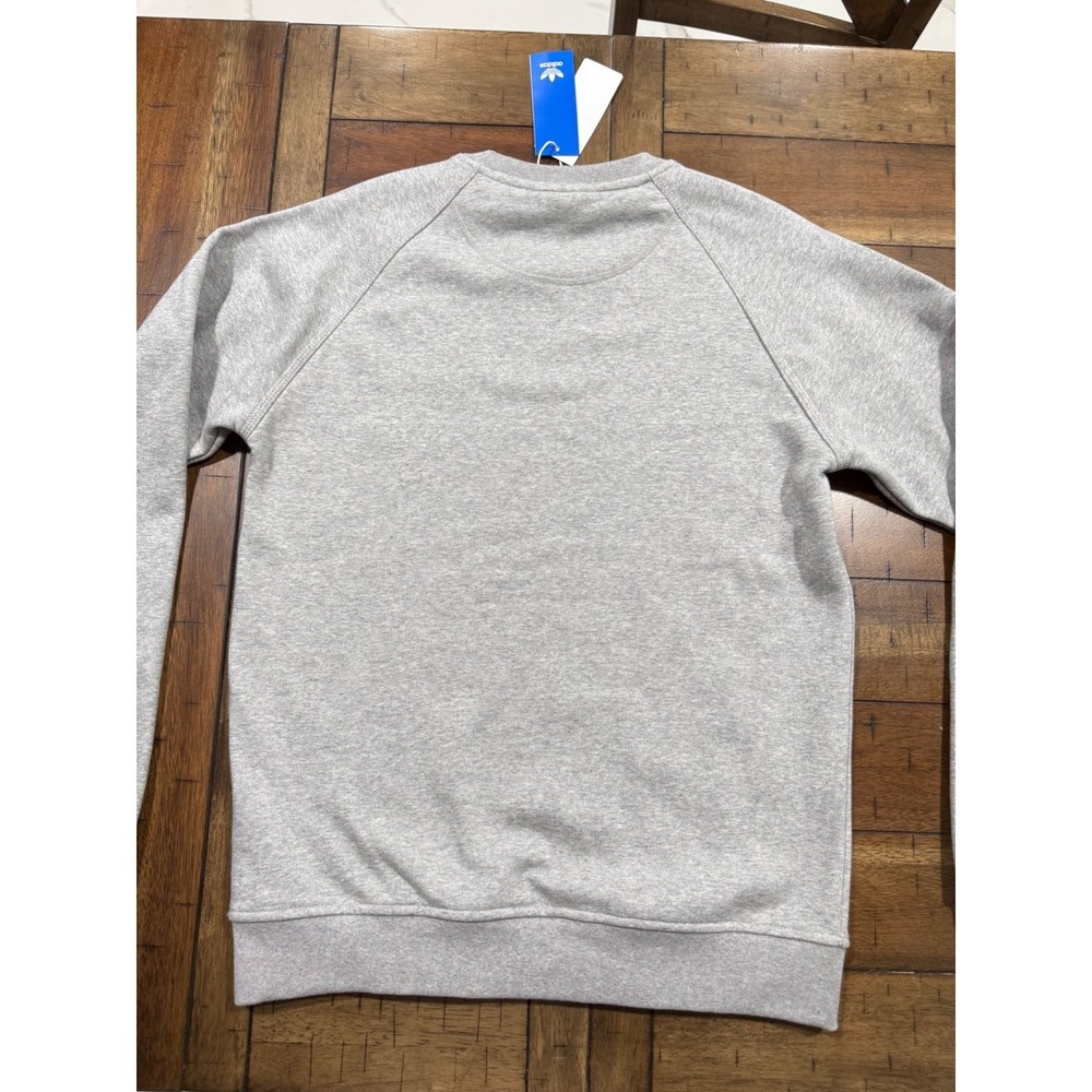 Adidas Originals Mens Ess Crew Trefoil Sweatshirt Grey Heather Small NWT - Picture 4 of 4